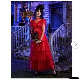 Adult Lydia Deetz Red Wedding Costume - Beetlejuice, Size: S/M - EUC